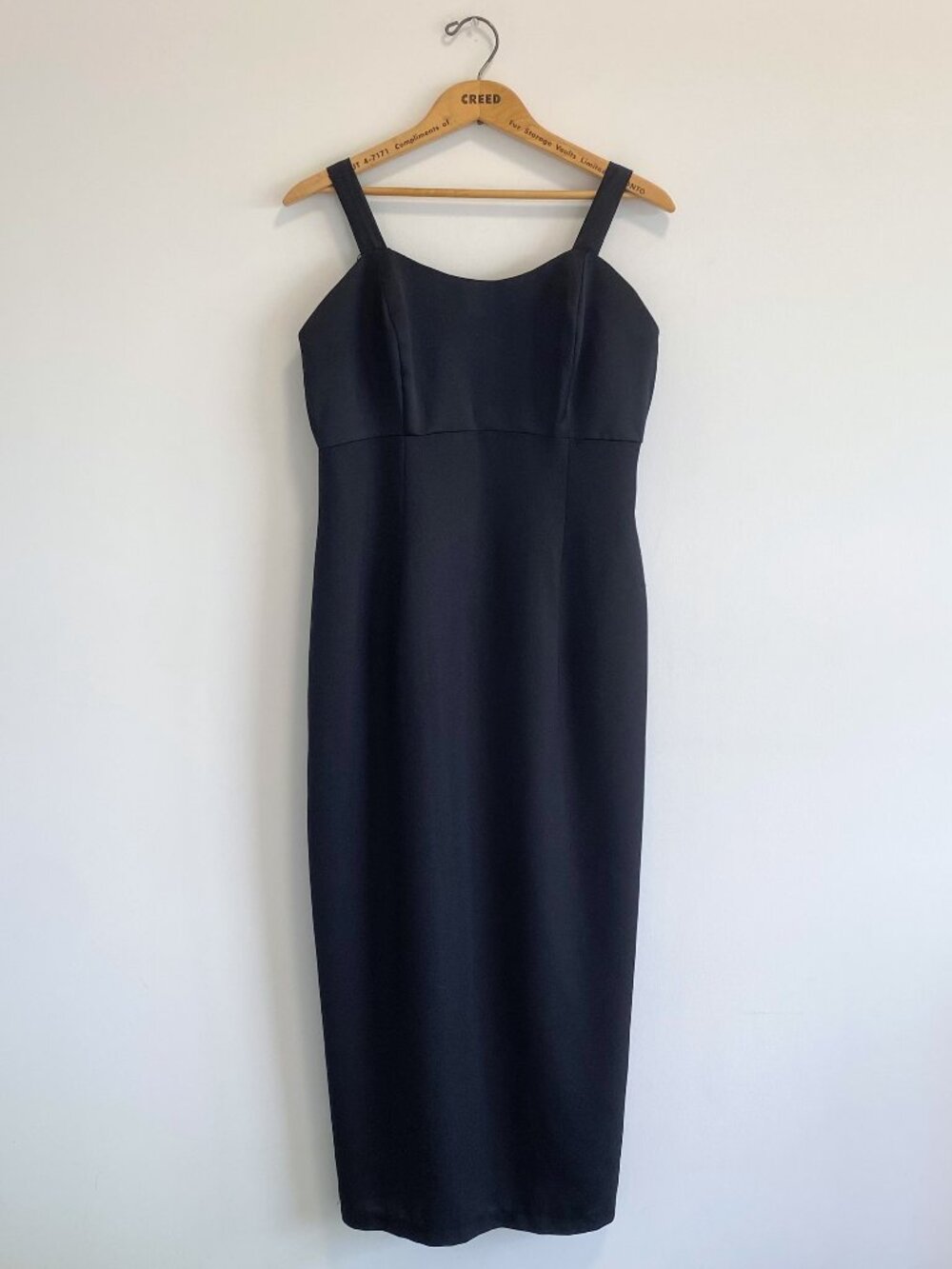 Vintage Black Sleeveless Floor Length Column Dress / Y2K / Made in Canada